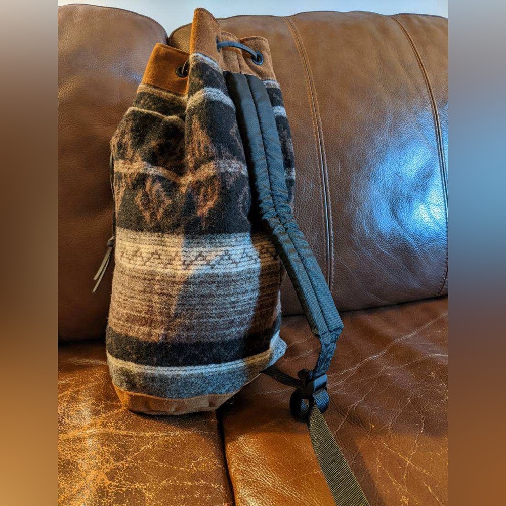 Beautiful wool and suede bag! 12 inches by 19 inches - Rugby Bag!